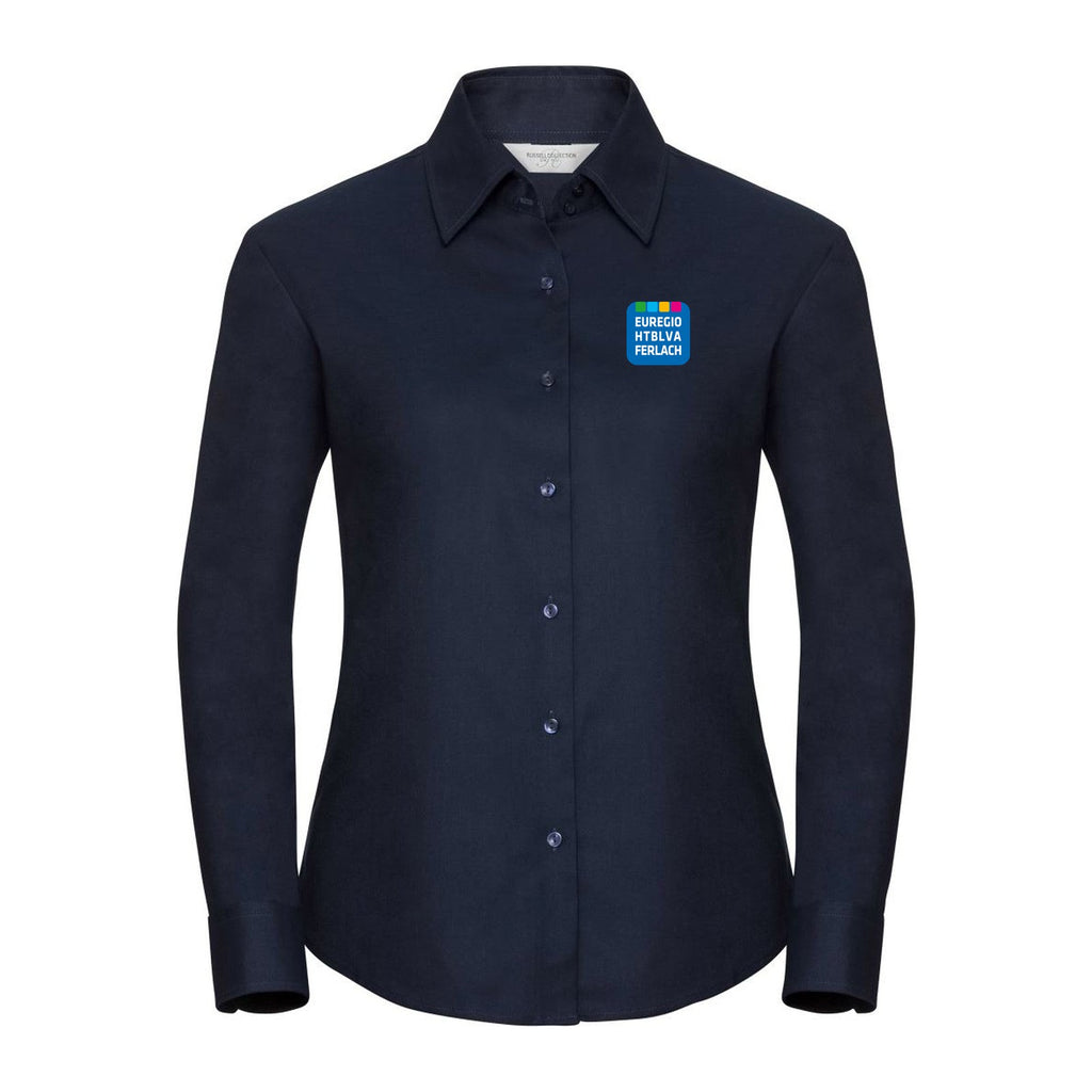 Oxford-Bluse langarm Damen – Bright Navy