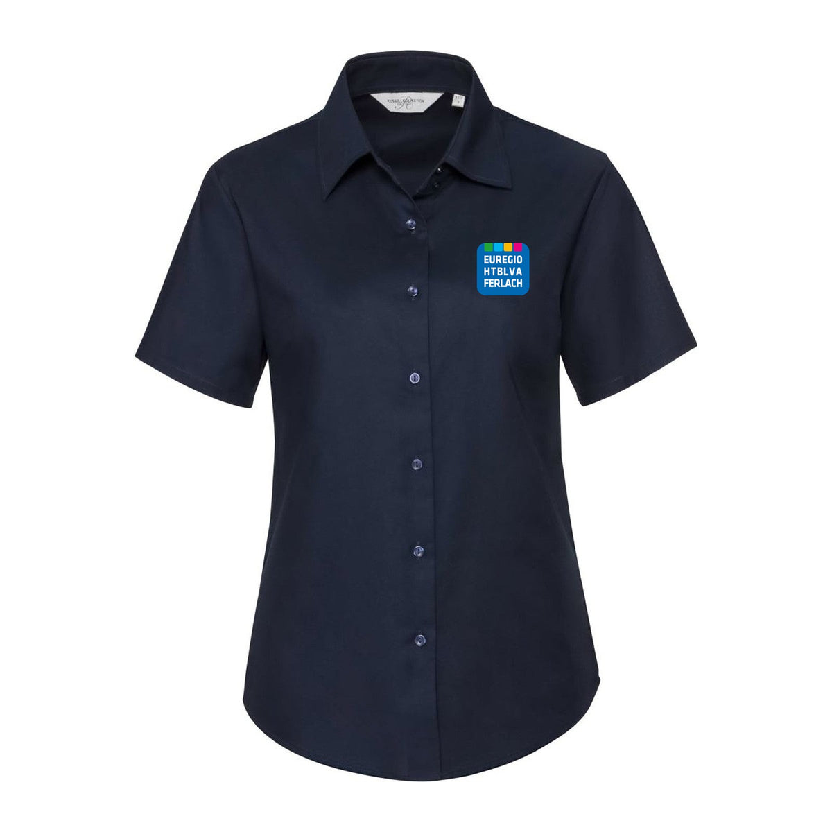 Oxford-Bluse kurzarm Damen – Bright Navy