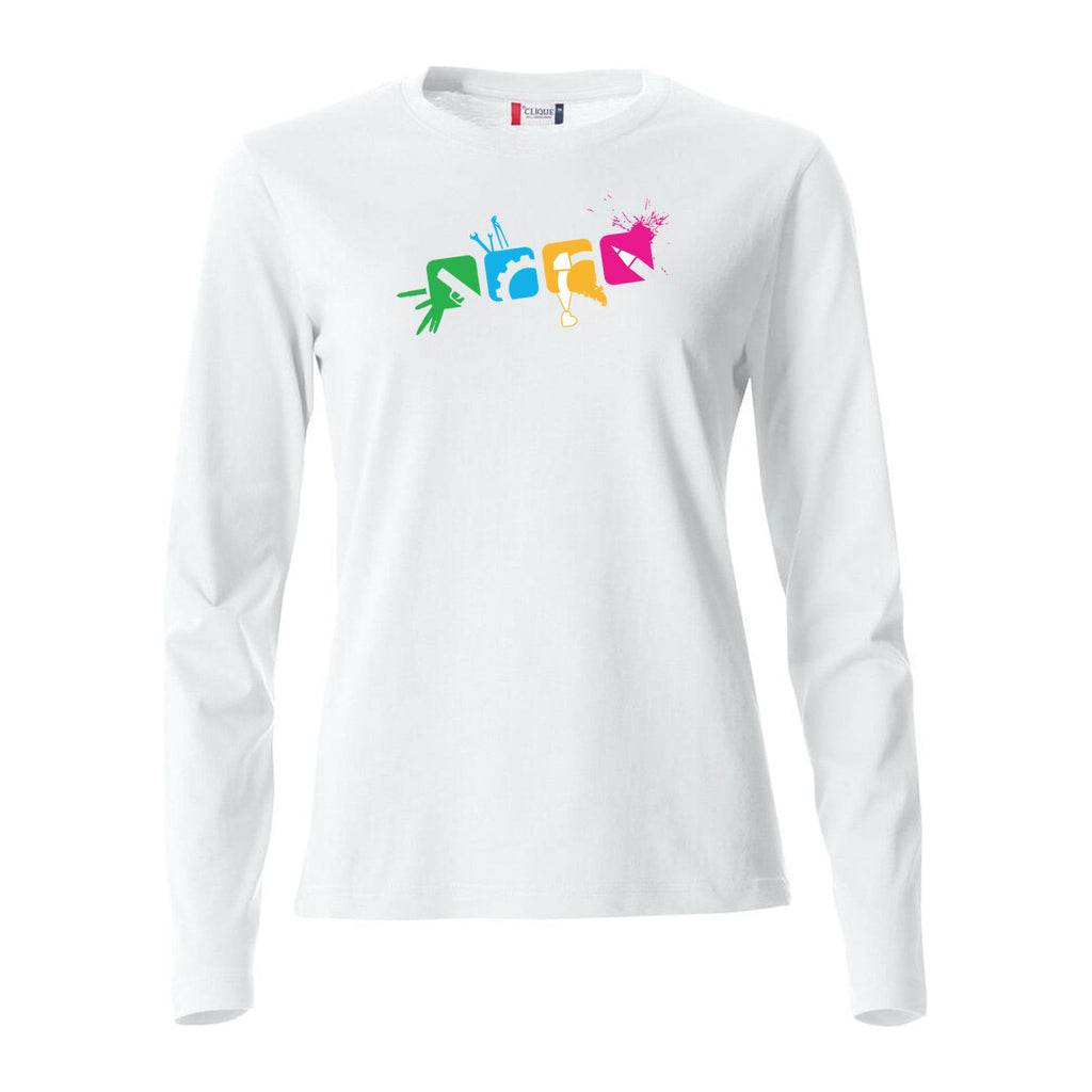 Basic T-Shirt langarm Damen – White