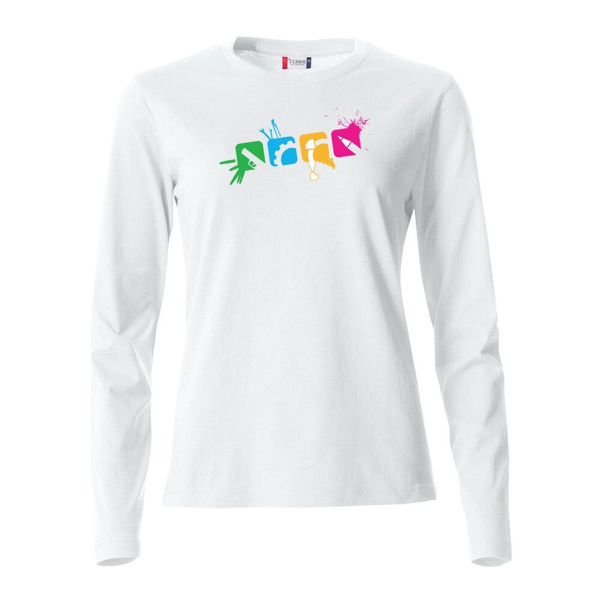 Basic T-Shirt langarm Damen – White