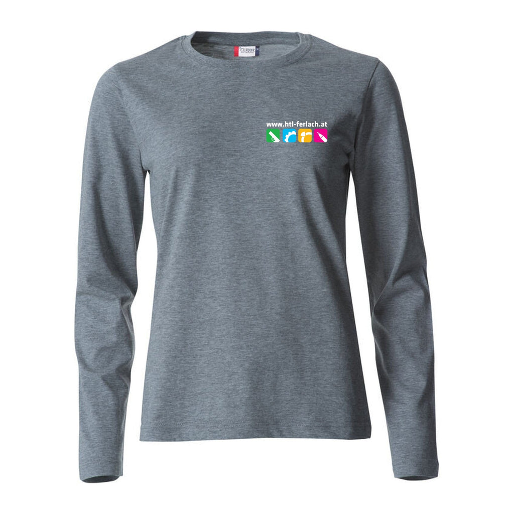 Basic T-Shirt langarm Damen – Grey Melange