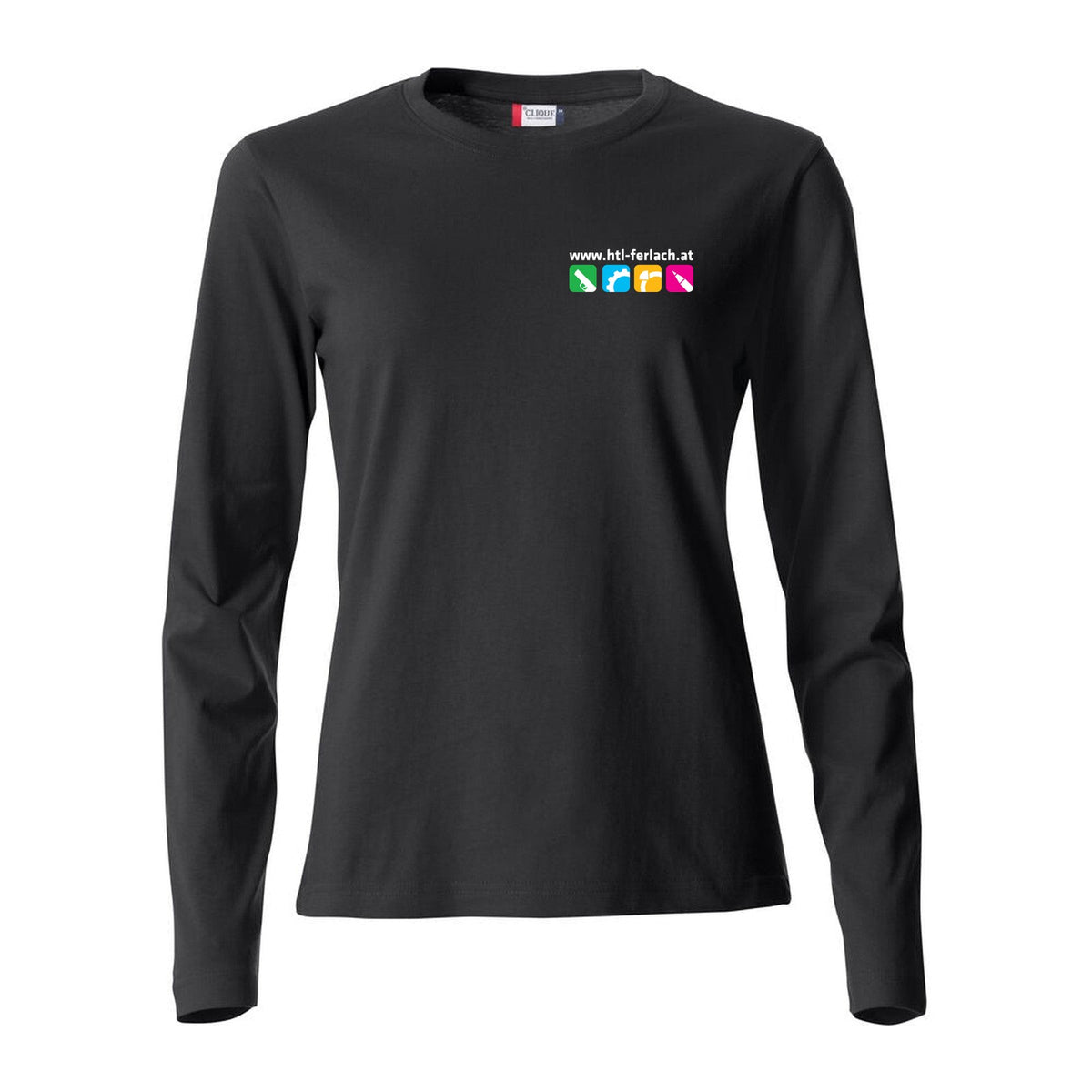 Basic T-Shirt langarm Damen – Black