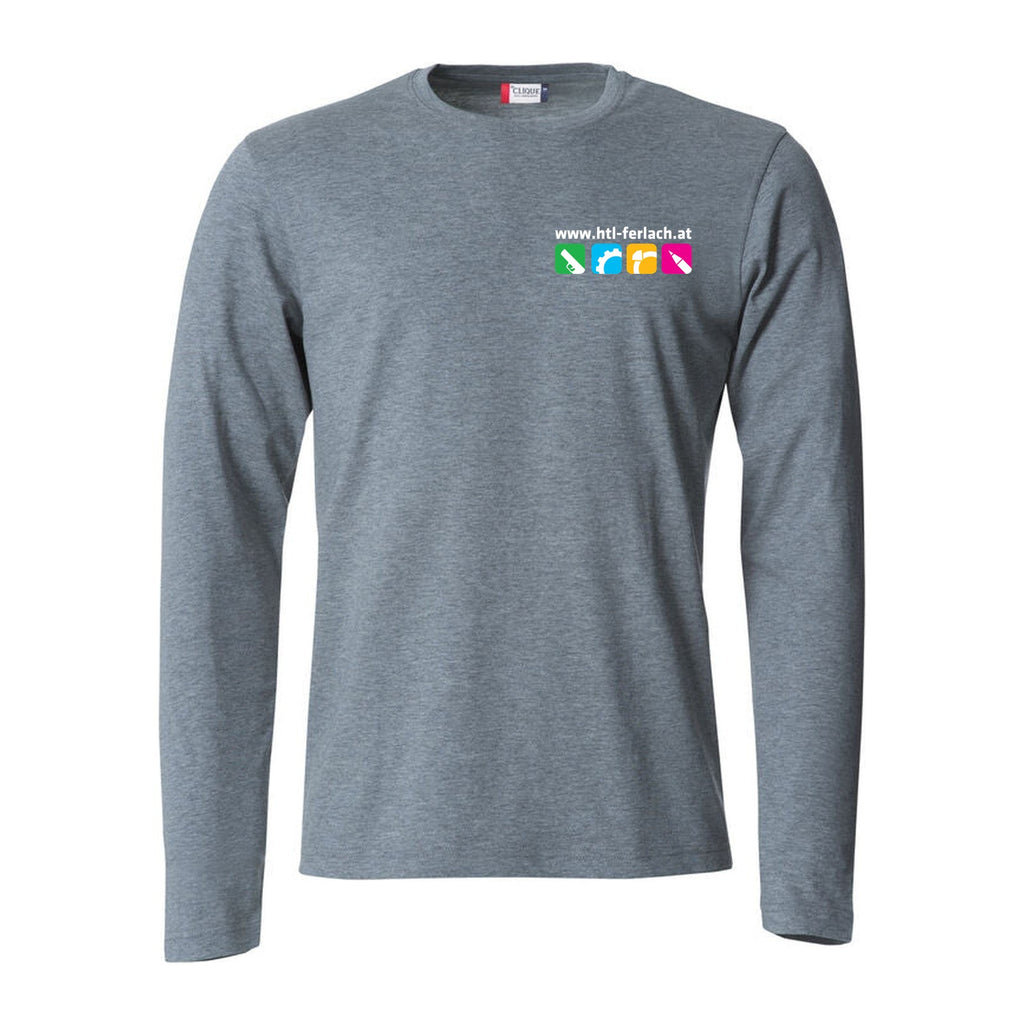 Basic T-Shirt langarm Herren – Grey Melange