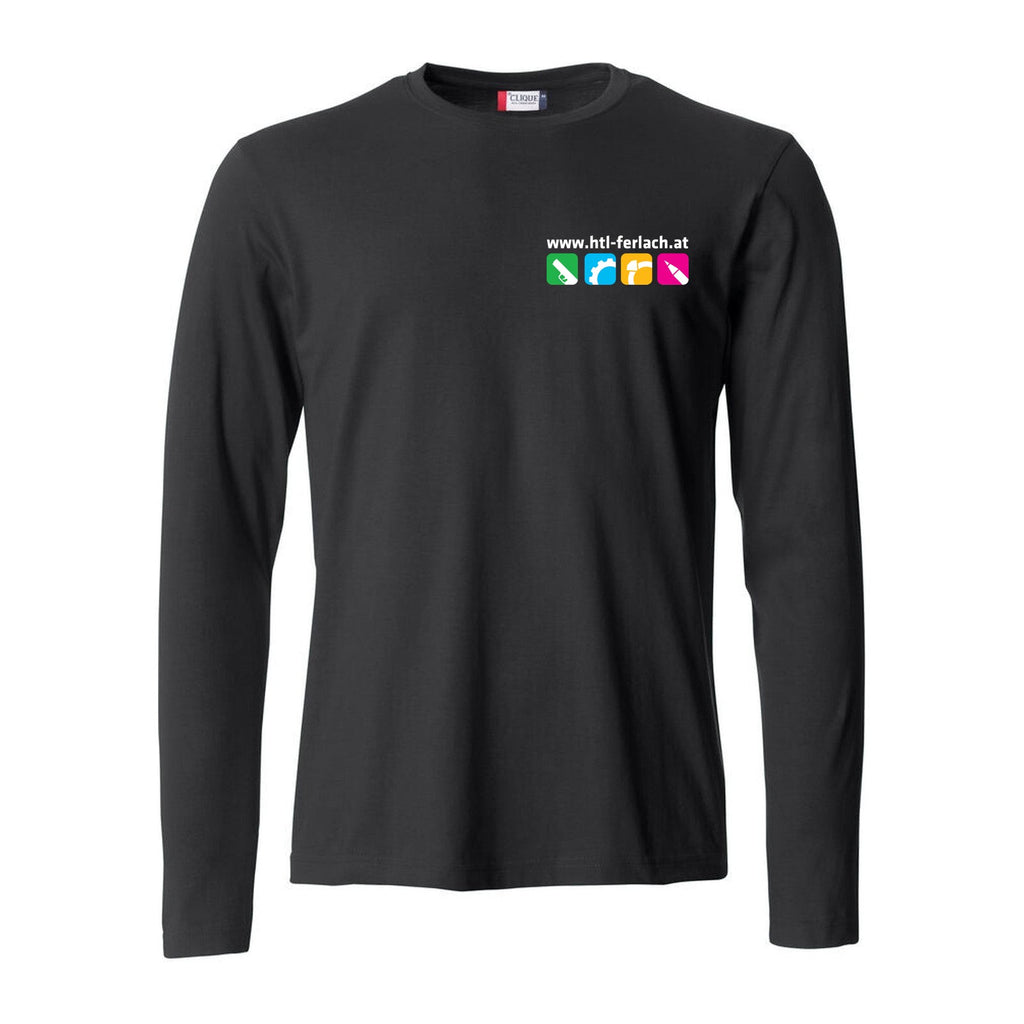 Basic T-Shirt langarm Herren – Black